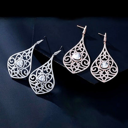 "Amari" - Cubic Zirconia Bridal Earrings - Available in Silver and Rose Gold