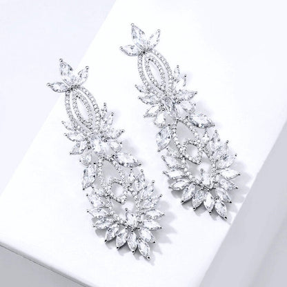 Giselle - Silver Cubic Zirconia Bridal Earrings