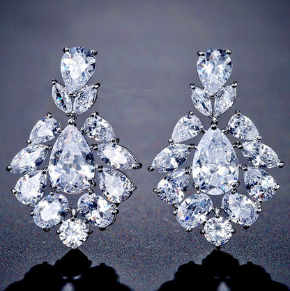 Nala - Silver Cubic Zirconia Bridal Earrings