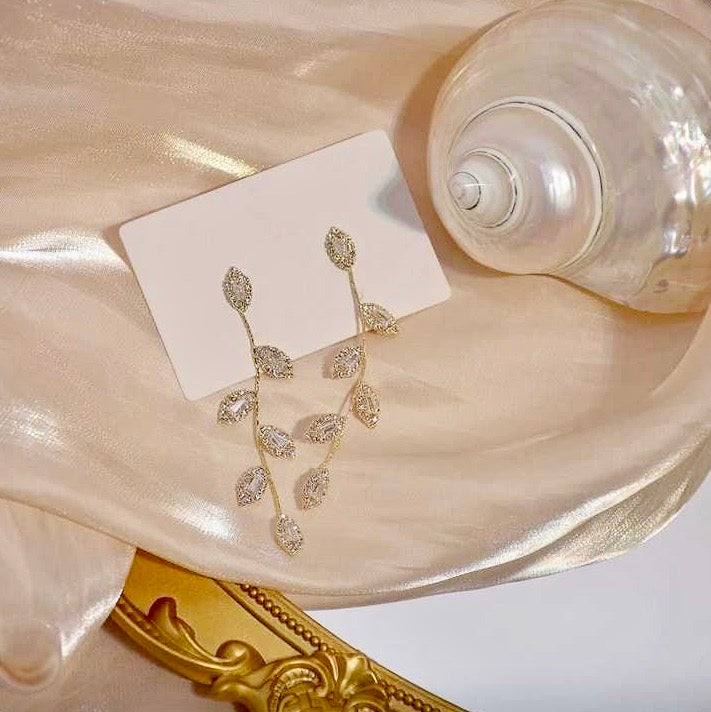 Claudette - Cubic Zirconia Bridal Earrings - Available in Gold and Silver