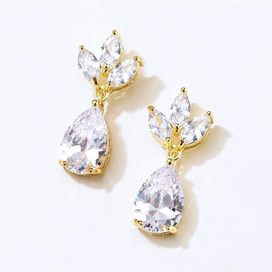 Cody - Cubic Zirconia Bridal Earrings - Available in Silver, Rose Gold and Yellow Gold
