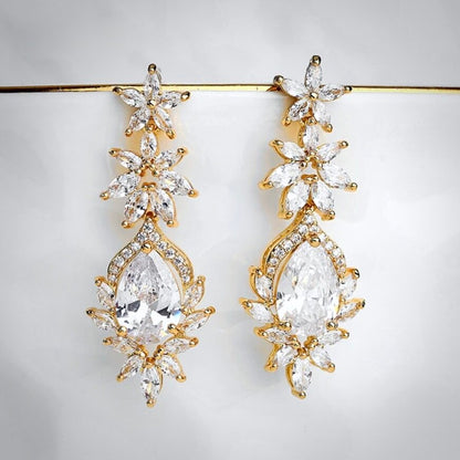 "Tallulah" - Cubic Zirconia Bridal Earrings - Available in Rose Gold, Silver and Yellow Gold