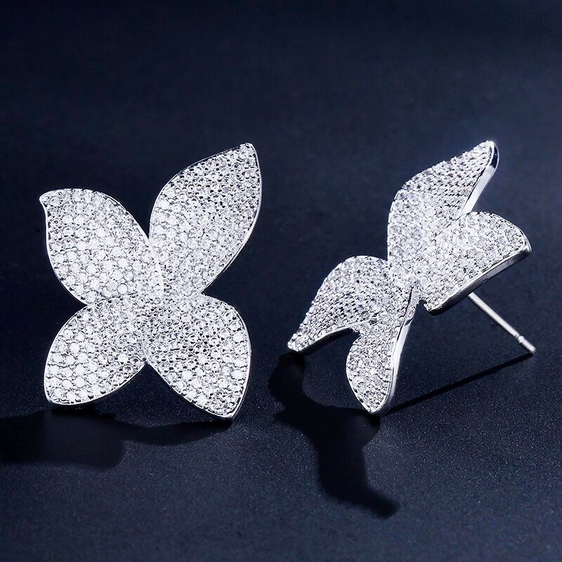 Zinnia - Cubic Zirconia Bridal Earrings - Available in Silver, Rose Gold and Yellow Gold
