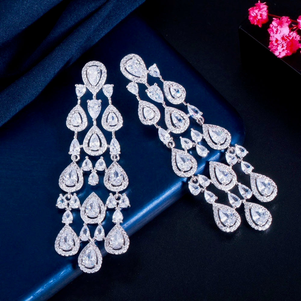 Aspen - Luxurious Cubic Zirconia Bridal Earrings - Available in Silver and Gold