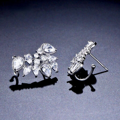 "Rielle" - CZ Bridal Climber Earrings - Available in Silver, Rose Gold and Yellow Gold
