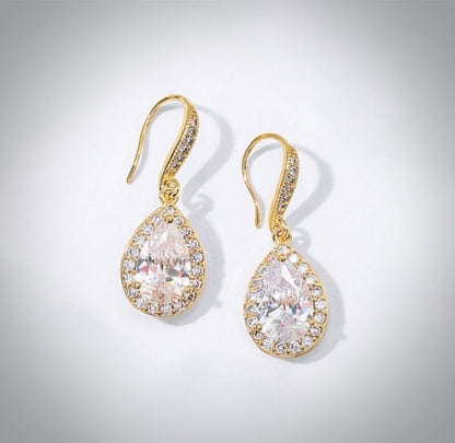 Isabel - Cubic Zirconia Bridal Earrings - Available in Silver, Rose Gold and Yellow Gold