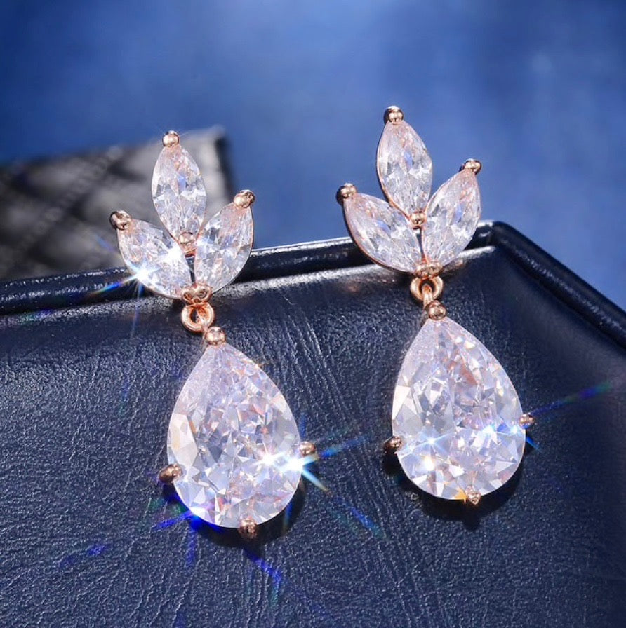 Cody - Cubic Zirconia Bridal Earrings - Available in Silver, Rose Gold and Yellow Gold