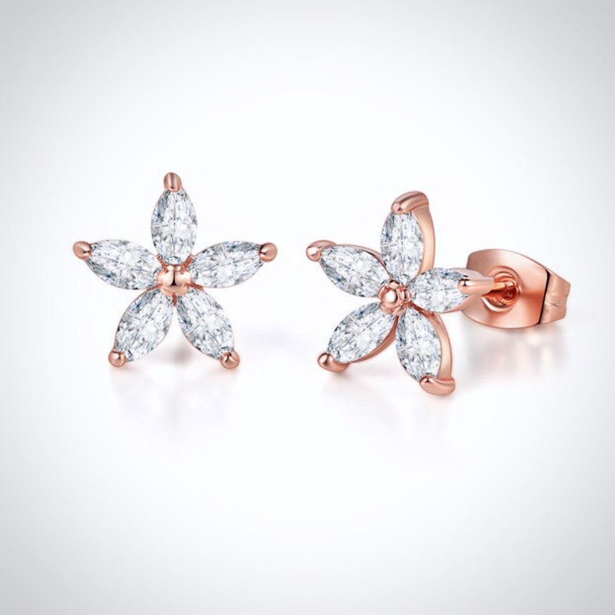 Lisa - Cubic Zirconia Bridal Earrings - Available in Silver and Rose Gold