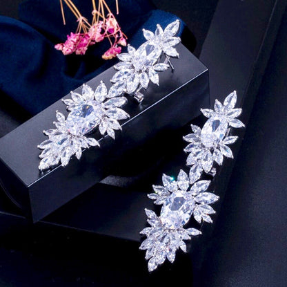 Elysia - Silver Cubic Zirconia Bridal Earrings