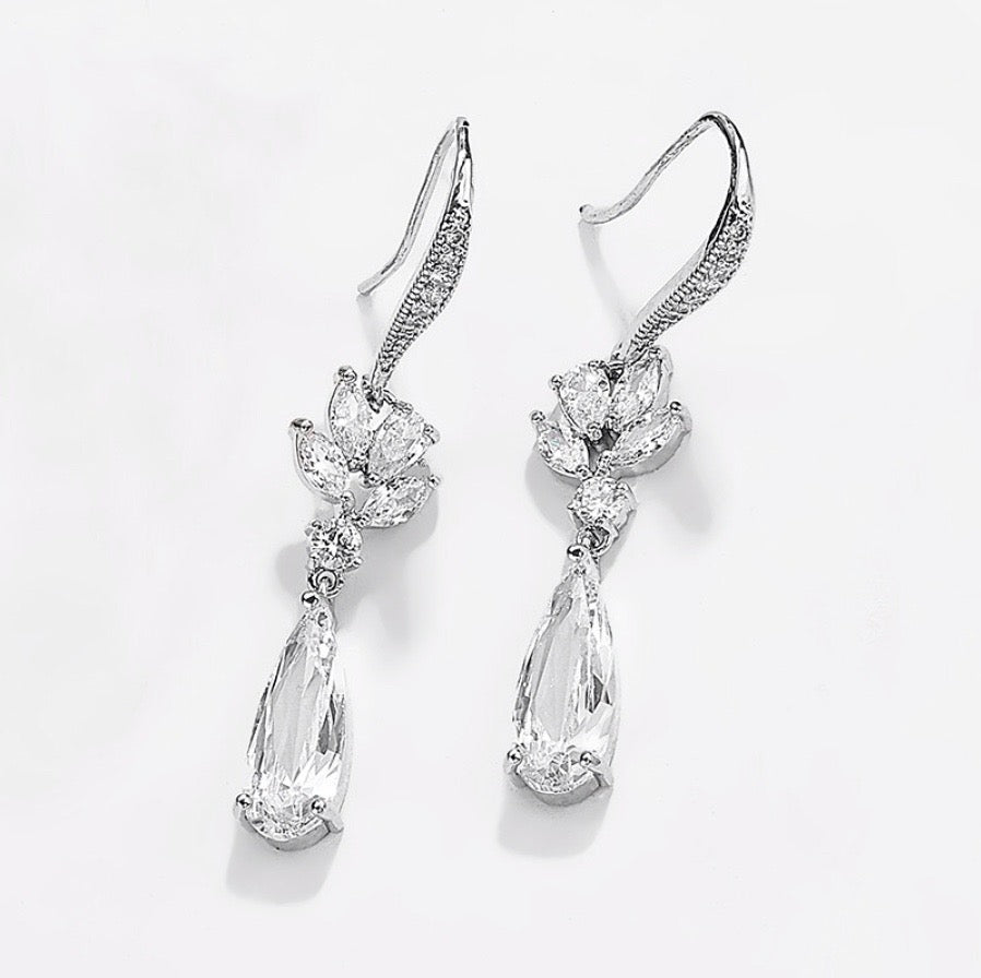 "Solange" - Cubic Zirconia Bridal Earrings - Available in Silver, Rose Gold and Yellow Gold