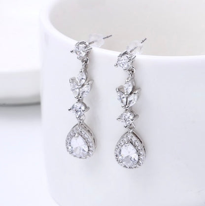 Parker - Cubic Zirconia Bridal Earrings - Available in Rose Gold, Silver and Yellow Gold
