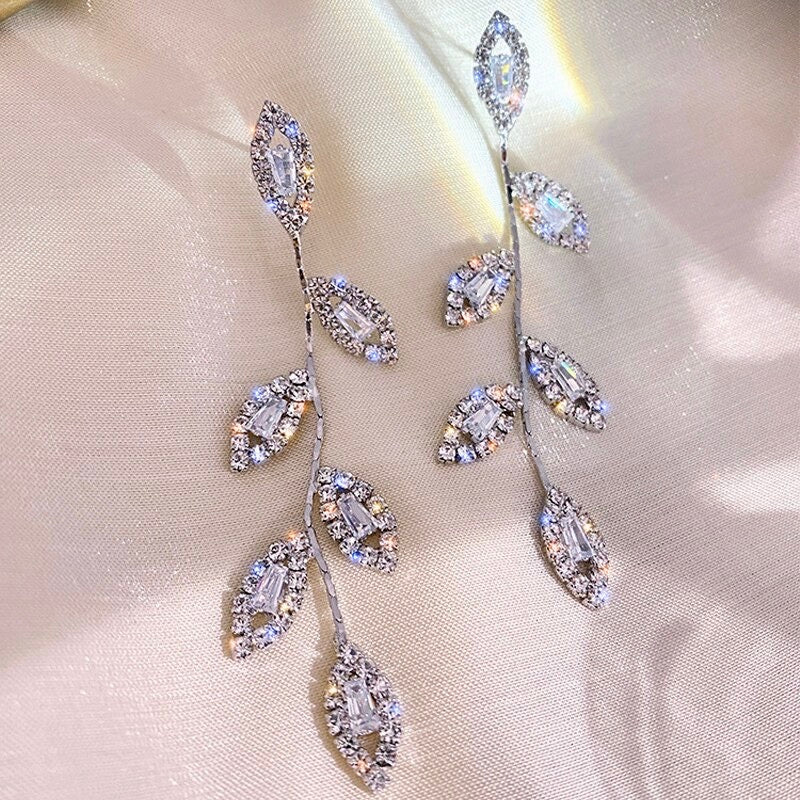 Claudette - Cubic Zirconia Bridal Earrings - Available in Gold and Silver