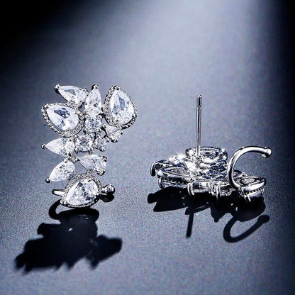 "Rielle" - CZ Bridal Climber Earrings - Available in Silver, Rose Gold and Yellow Gold