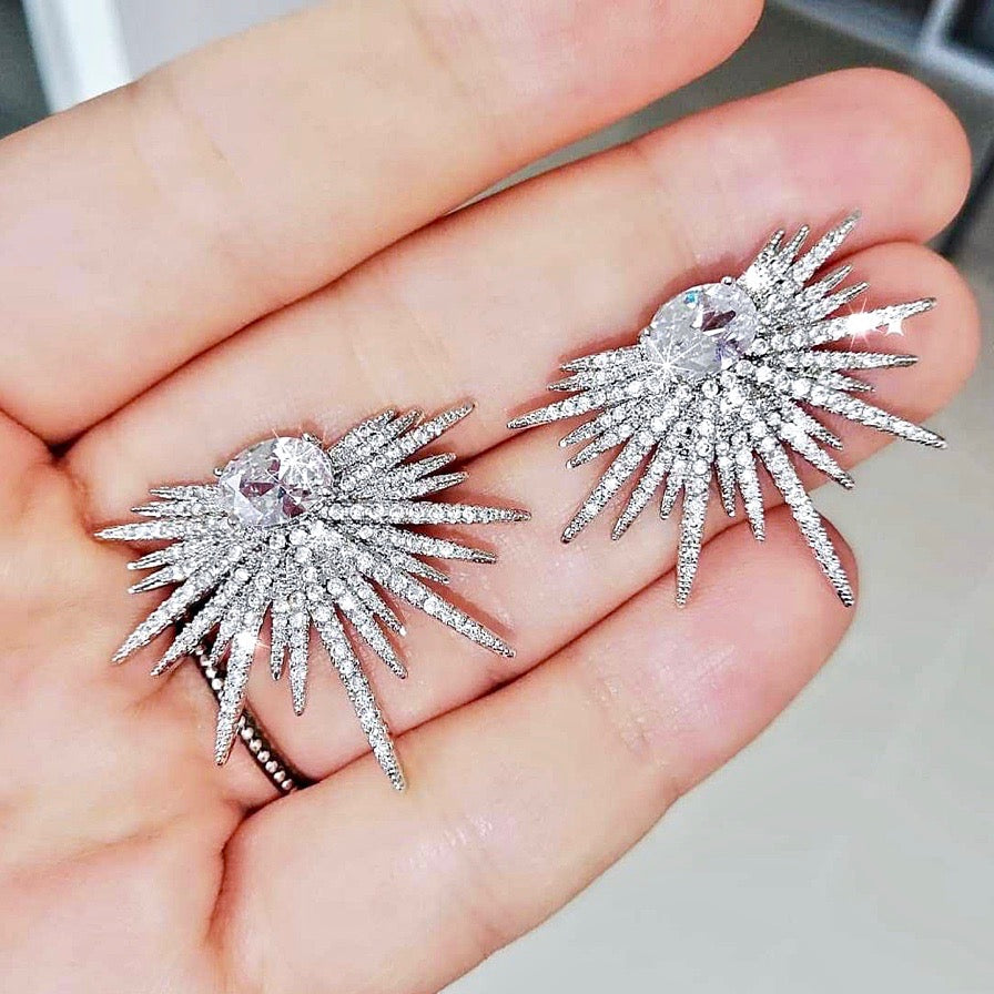"Rae" - Silver Cubic Zirconia Bridal Earrings