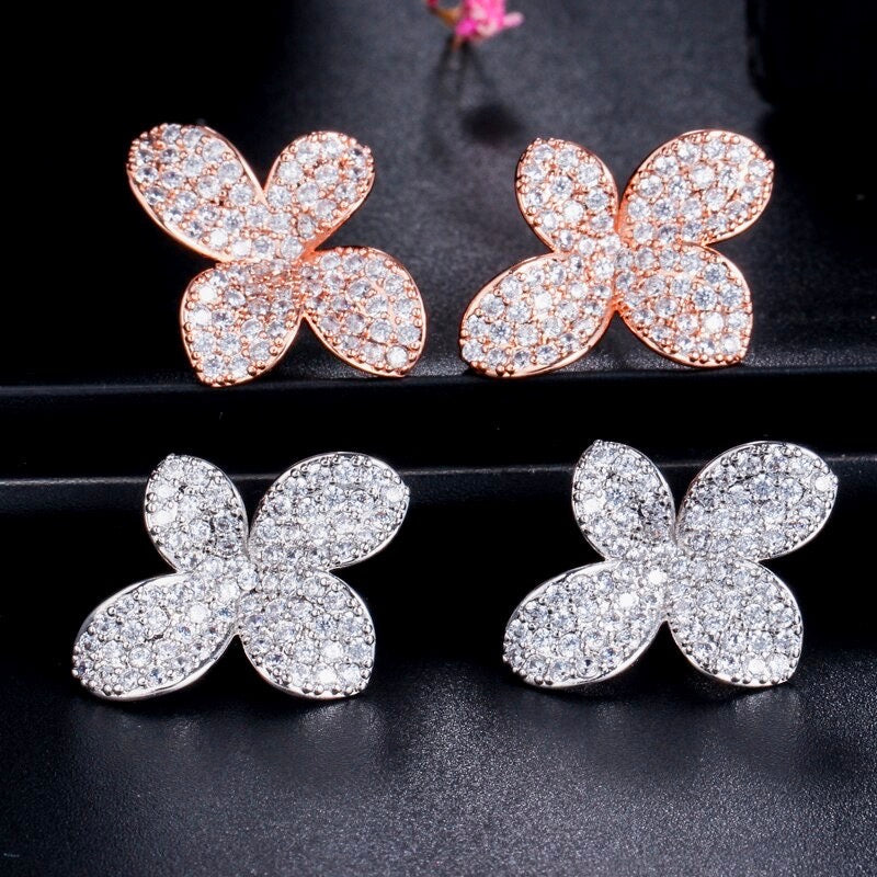 "Zahara" - Cubic Zirconia Bridal Earrings - Available in Rose Gold and Silver