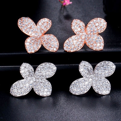 "Zahara" - Cubic Zirconia Bridal Earrings - Available in Rose Gold and Silver