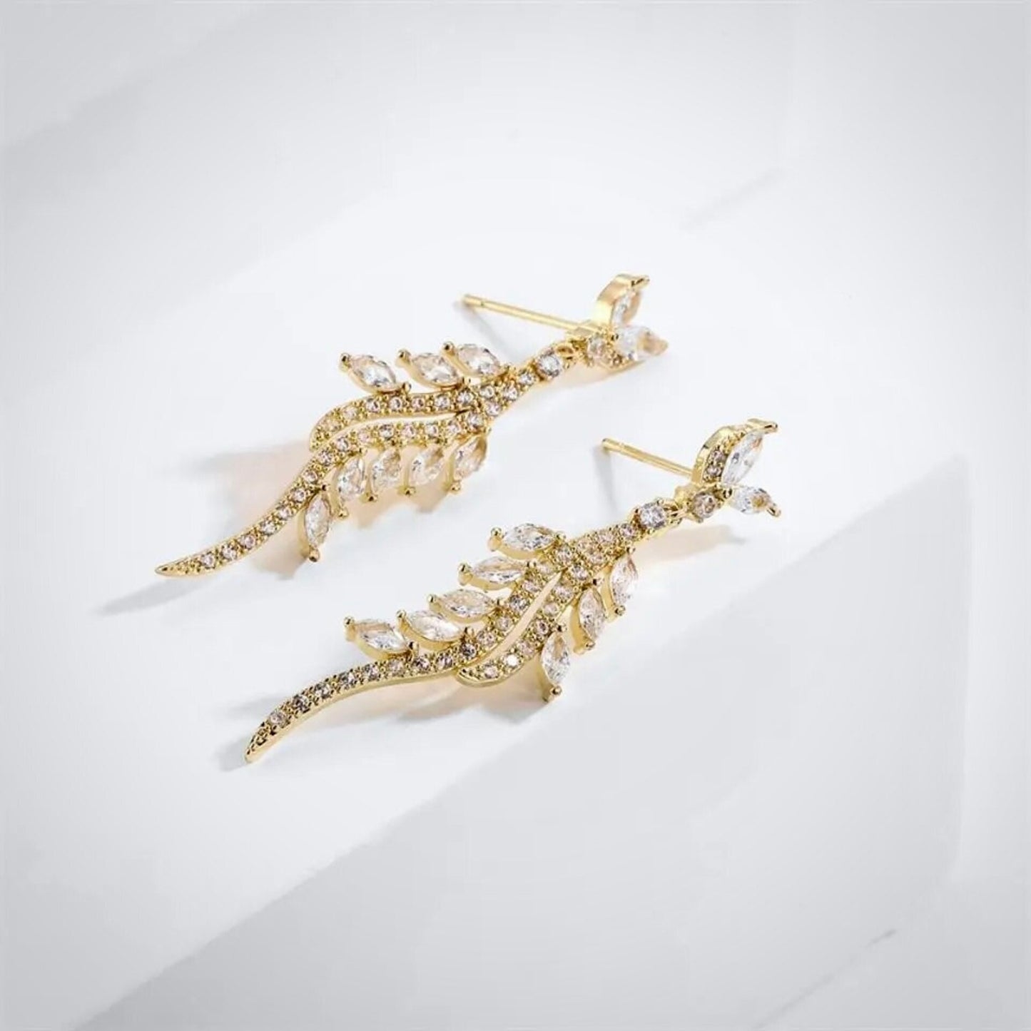 "Adelyn" - Cubic Zirconia Bridal Earrings - Available in Silver and Gold