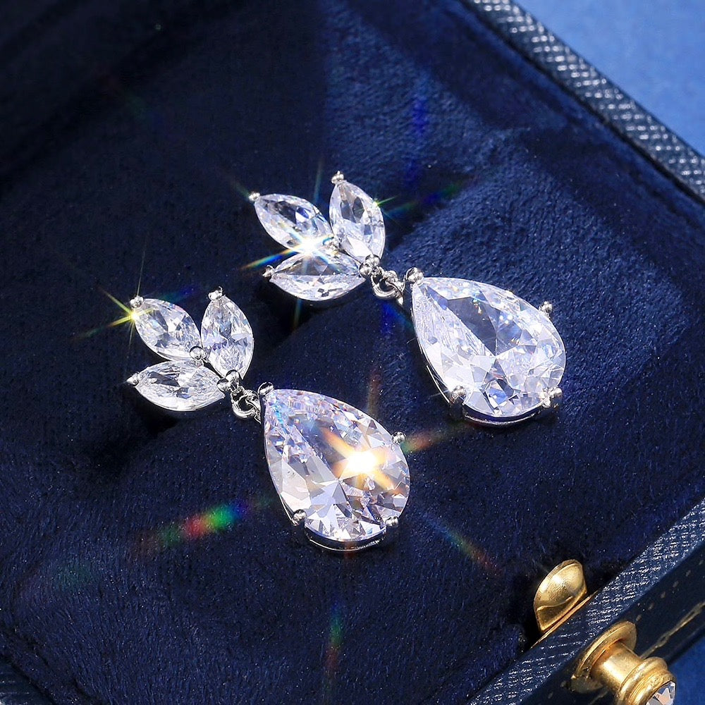 Cody - Cubic Zirconia Bridal Earrings - Available in Silver, Rose Gold and Yellow Gold