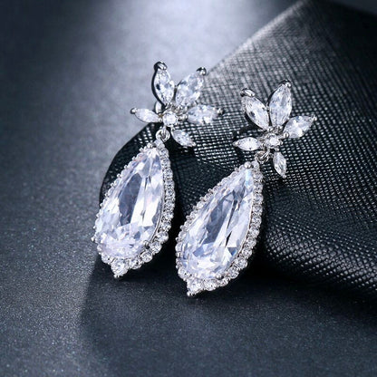Calista - Cubic Zirconia Bridal Earrings - Available in Rose Gold and Silver