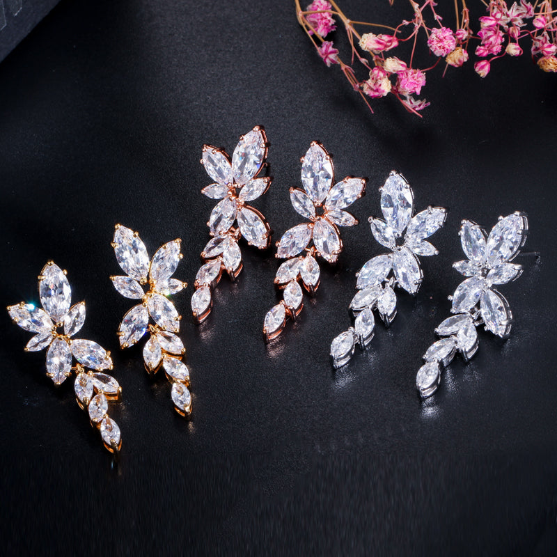 Vivienne - Cubic Zirconia Bridal Earrings - Available in Silver, Rose Gold and Yellow Gold