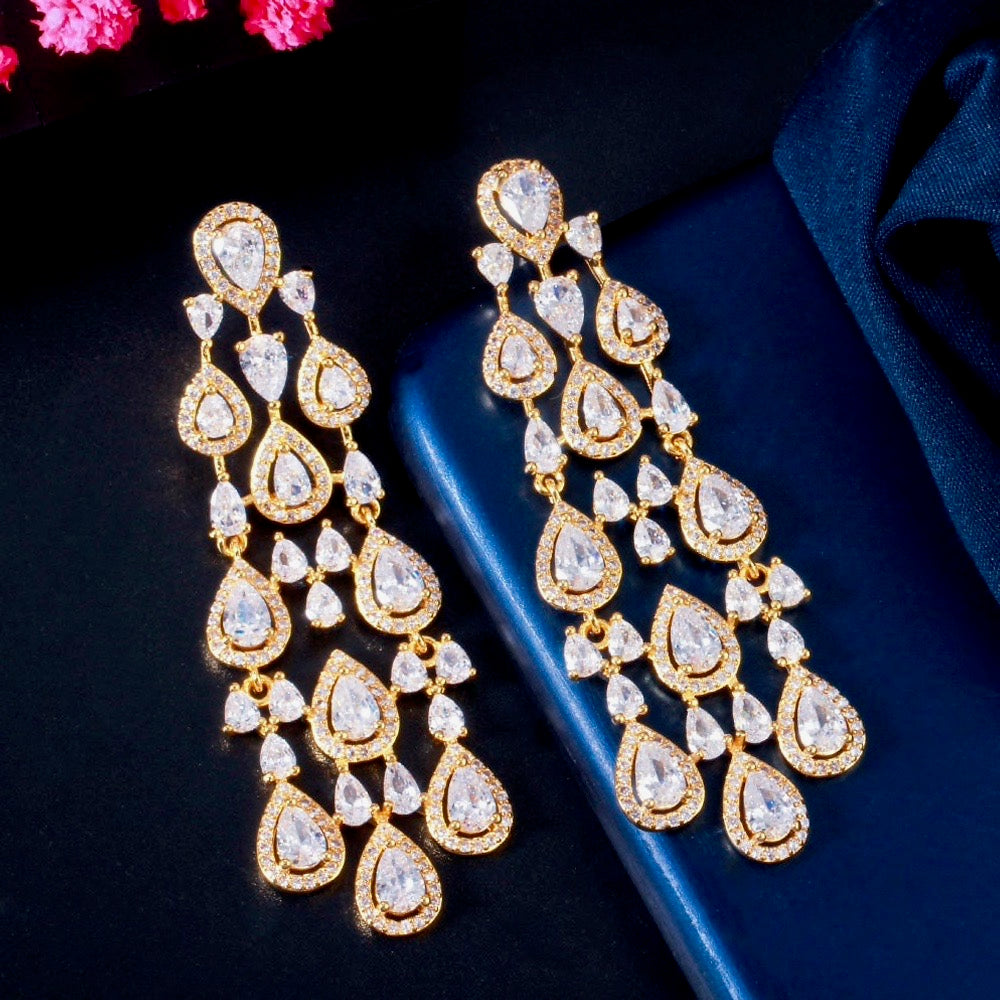 Aspen - Luxurious Cubic Zirconia Bridal Earrings - Available in Silver and Gold
