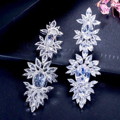 Elysia - Silver Cubic Zirconia Bridal Earrings
