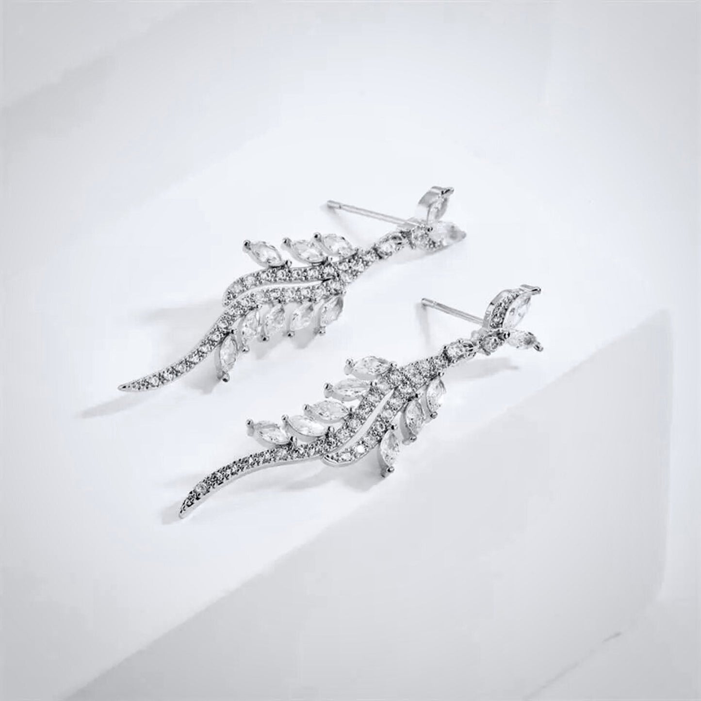"Adelyn" - Cubic Zirconia Bridal Earrings - Available in Silver and Gold