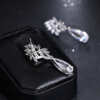 "Azalea" - Silver Cubic Zirconia Bridal Earrings