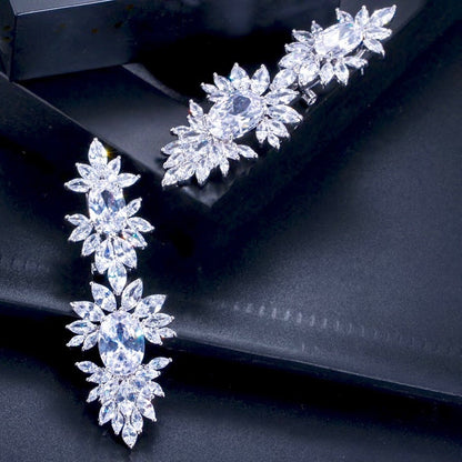 Elysia - Silver Cubic Zirconia Bridal Earrings