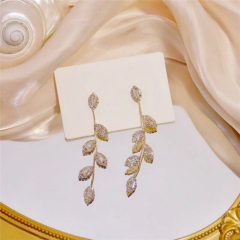 Claudette - Cubic Zirconia Bridal Earrings - Available in Gold and Silver