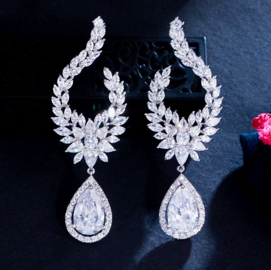 Glenda - Cubic Zirconia Bridal Earrings - Available in Silver and Gold