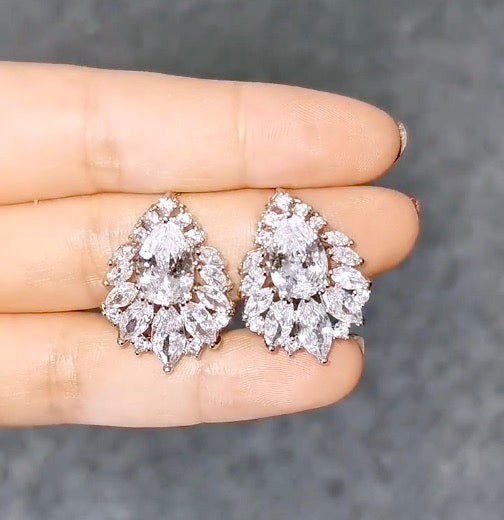 Maiky - Cubic Zirconia Bridal Earrings - Available in Silver, Rose Gold and Yellow Gold