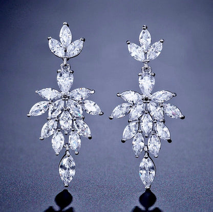"Marne" - Cubic Zirconia Bridal Drop Earrings - Available in Silver and Rose Gold