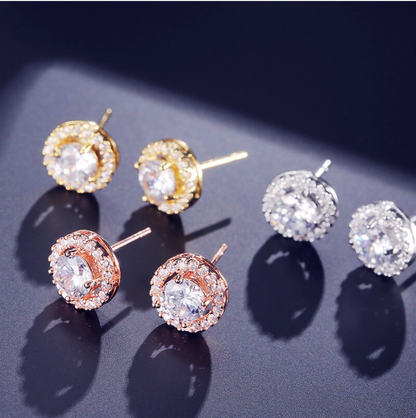 "Pandora" - Cubic Zirconia Stud Earrings - Available in Silver, Rose Gold and Yellow Gold