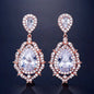 Anise - Cubic Zirconia Bridal Drop Earrings - Available in Silver and Rose Gold