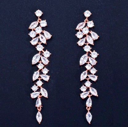 Ameerah - Cubic Zirconia Bridal Earrings - Available in Silver, Rose Gold and Yellow Gold
