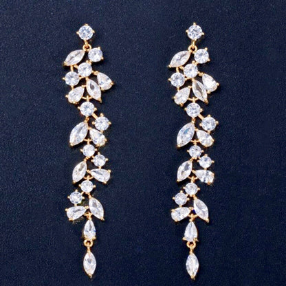 Ameerah - Cubic Zirconia Bridal Earrings - Available in Silver, Rose Gold and Yellow Gold