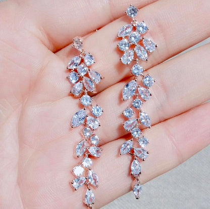 Ameerah - Cubic Zirconia Bridal Earrings - Available in Silver, Rose Gold and Yellow Gold