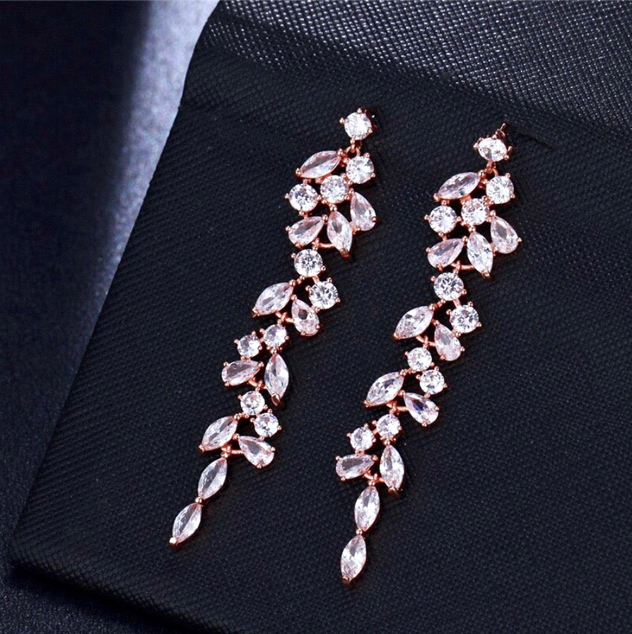 Ameerah - Cubic Zirconia Bridal Earrings - Available in Silver, Rose Gold and Yellow Gold