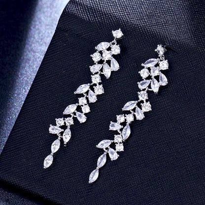 Ameerah - Cubic Zirconia Bridal Earrings - Available in Silver, Rose Gold and Yellow Gold