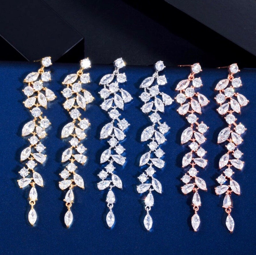 Ameerah - Cubic Zirconia Bridal Earrings - Available in Silver, Rose Gold and Yellow Gold
