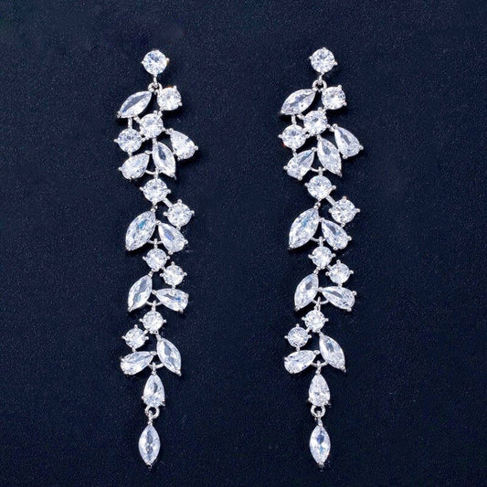 Ameerah - Cubic Zirconia Bridal Earrings - Available in Silver, Rose Gold and Yellow Gold