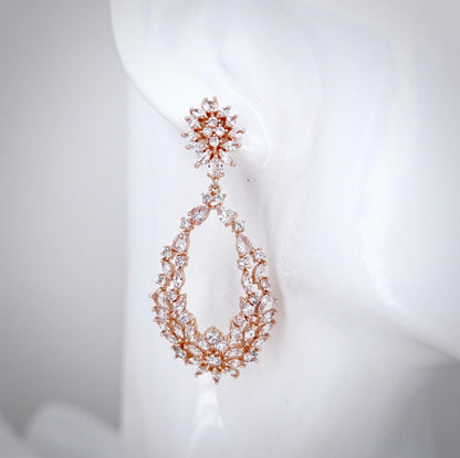 April - Cubic Zirconia Bridal Earrings - Available in Silver and Rose Gold