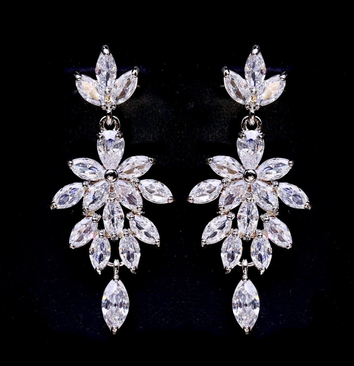 "Marne" - Cubic Zirconia Bridal Drop Earrings - Available in Silver and Rose Gold