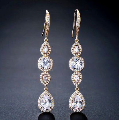 Michelle - Cubic Zirconia Bridal Earrings - Available in Silver, Rose Gold and Yellow Gold
