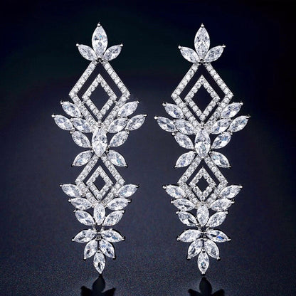 Lyra - Silver Cubic Zirconia Bridal Earrings