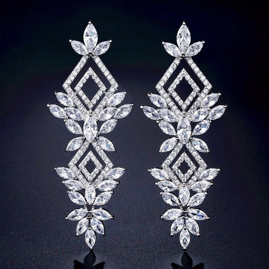 Lyra - Silver Cubic Zirconia Bridal Earrings