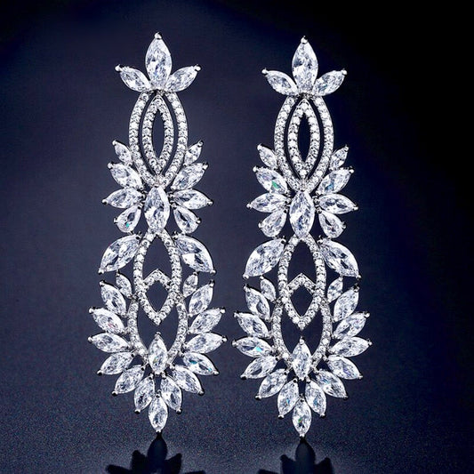 Giselle - Silver Cubic Zirconia Bridal Earrings