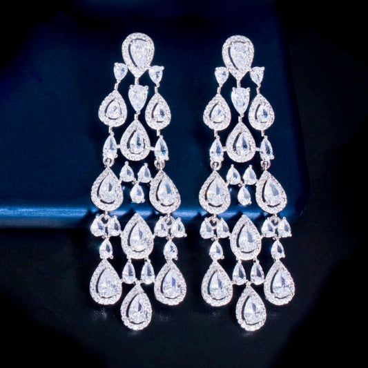Aspen - Luxurious Cubic Zirconia Bridal Earrings - Available in Silver and Gold