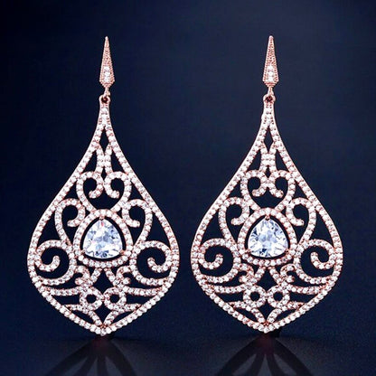 "Amari" - Cubic Zirconia Bridal Earrings - Available in Silver and Rose Gold